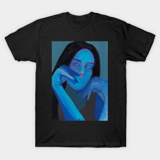 Blue sad girl portrait T-Shirt